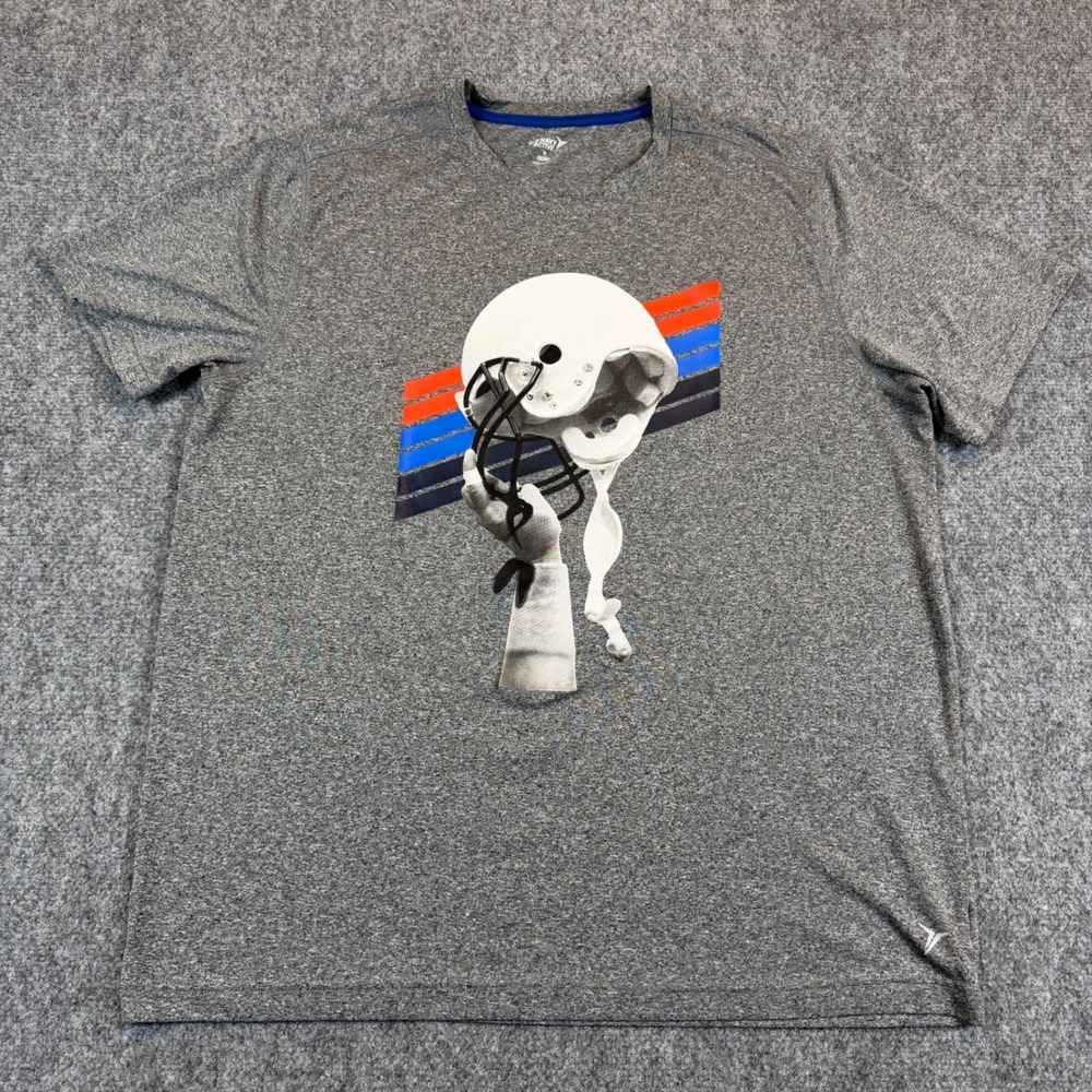 Old Navy Active Mens XL Gray Go-Dry Football Helmet Graphic Performance T-Shirt
